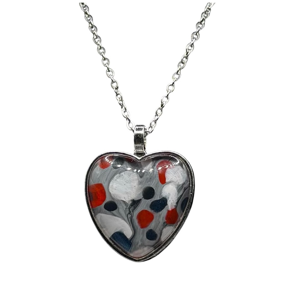 Heart Shaped Blue and Red Necklace